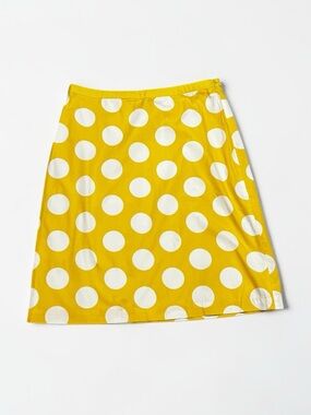BODEN Yellow White Polka Dot Midi Skirt Garden Party Summer Vacation Trip Work 6